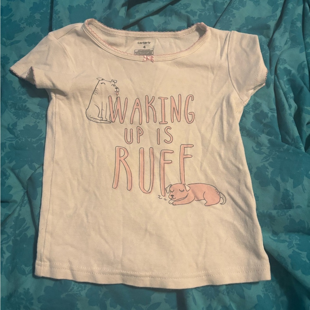 Carter's Light Pink Kids T-Shirt - Waking Up Is Ruff